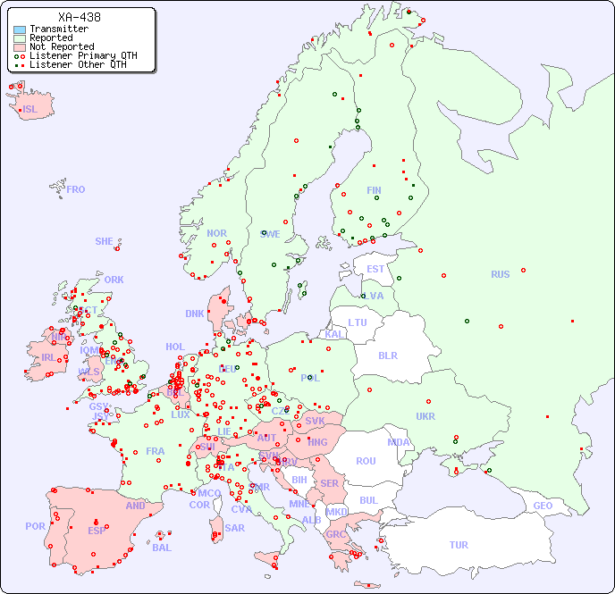 European Reception Map for XA-438
