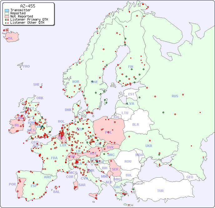 European Reception Map for AZ-455