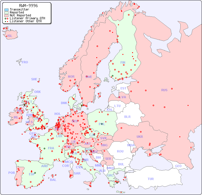 European Reception Map for RWM-9996