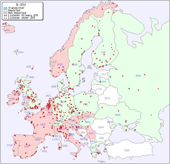 European Reception Map for B-350