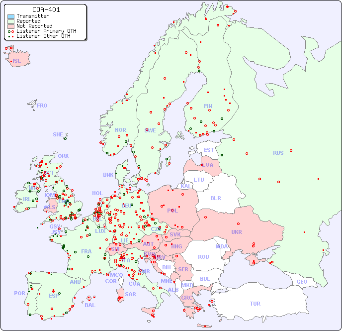 European Reception Map for COA-401