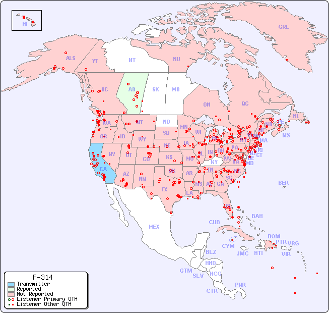 North American Reception Map for F-314