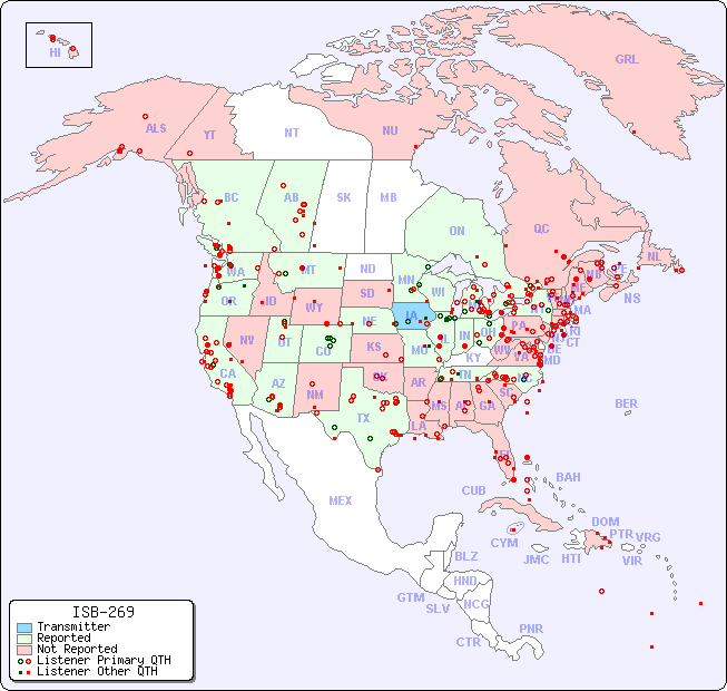 North American Reception Map for ISB-269