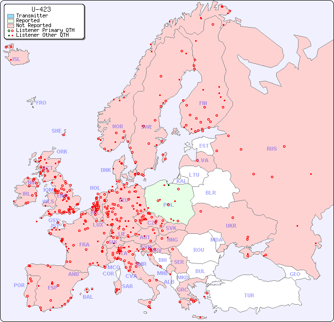 European Reception Map for U-423