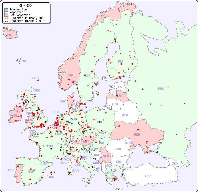 European Reception Map for RO-332