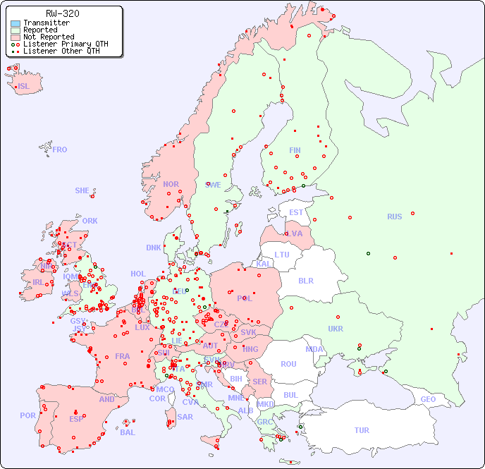European Reception Map for RW-320