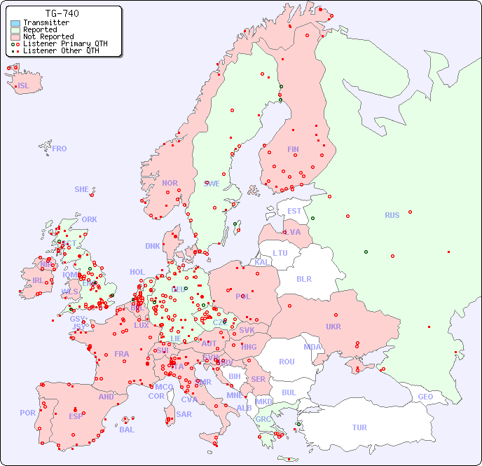 European Reception Map for TG-740