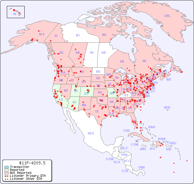 North American Reception Map for $11P-4209.5