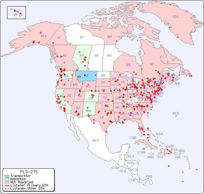 North American Reception Map for PLS-275
