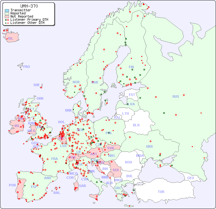 European Reception Map for UMH-370