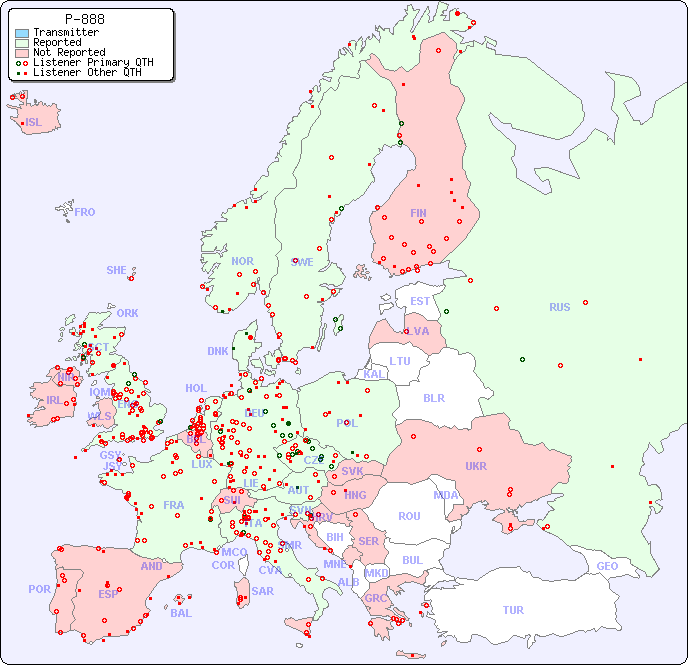 European Reception Map for P-888