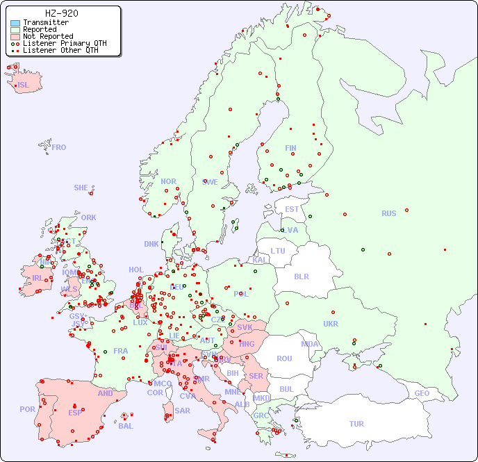 European Reception Map for HZ-920