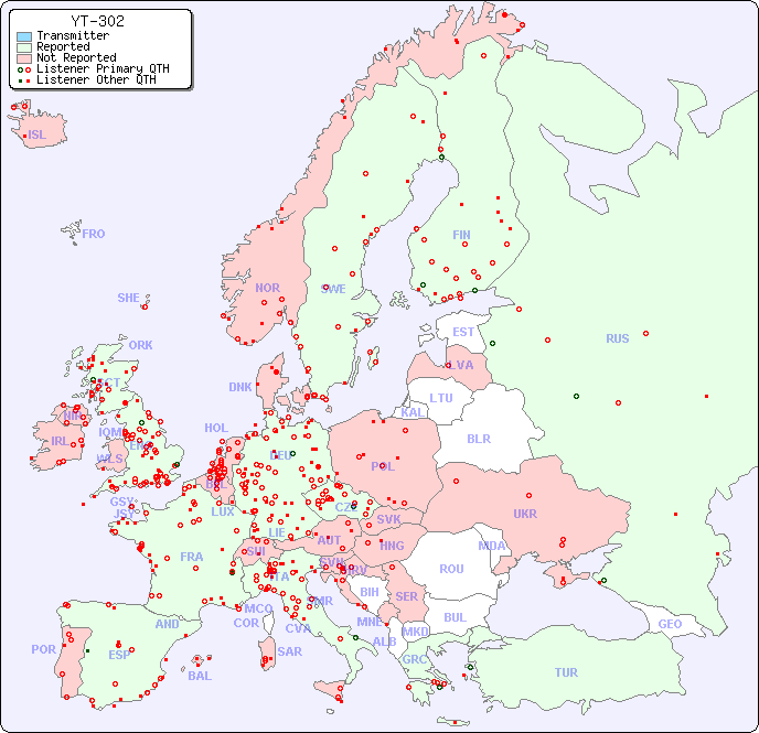 European Reception Map for YT-302