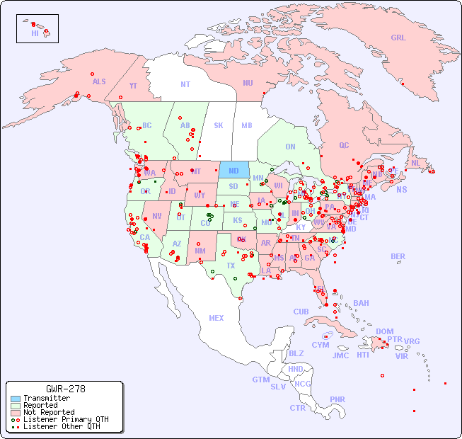North American Reception Map for GWR-278