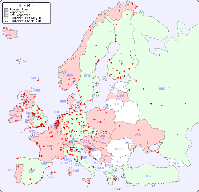 European Reception Map for ST-340