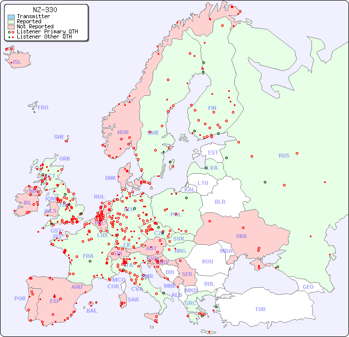 European Reception Map for NZ-330