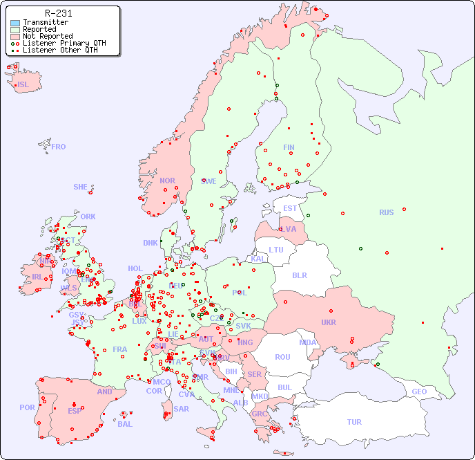 European Reception Map for R-231