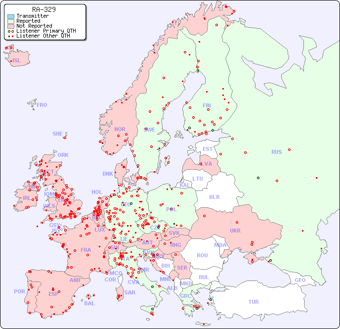European Reception Map for RA-329