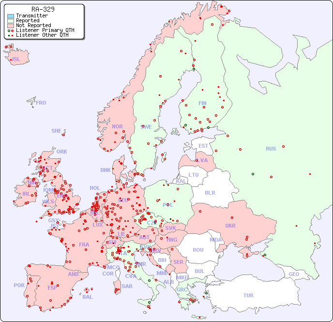 European Reception Map for RA-329
