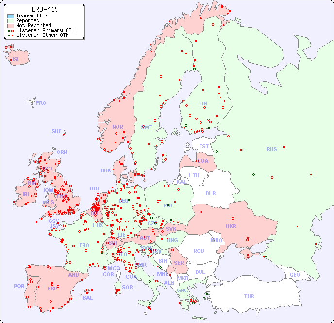 European Reception Map for LRO-419