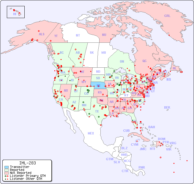 North American Reception Map for IML-283