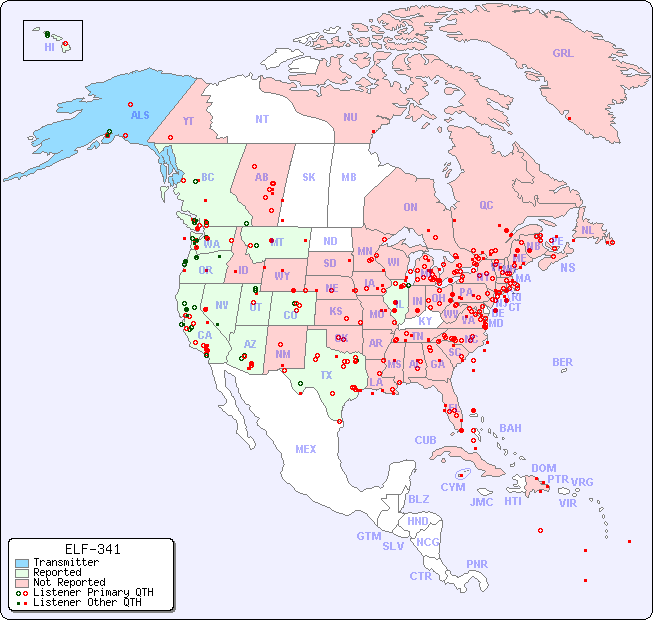 North American Reception Map for ELF-341
