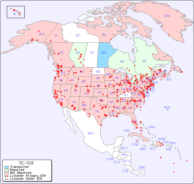 North American Reception Map for 5C-318