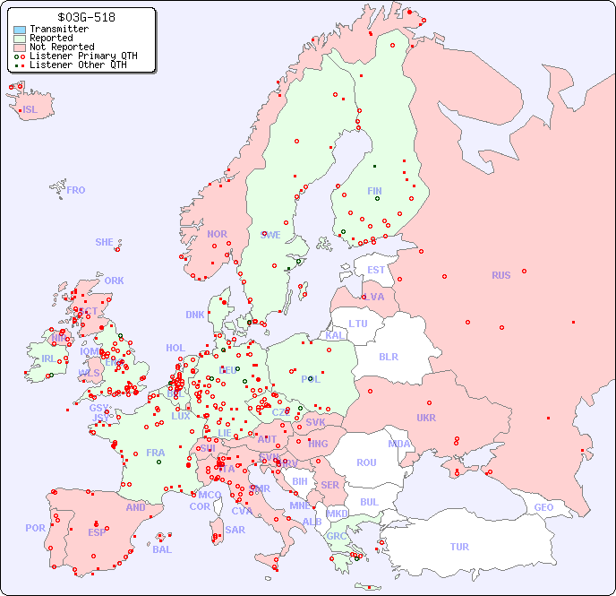 European Reception Map for $03G-518