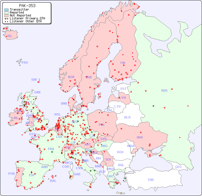 European Reception Map for PAK-353