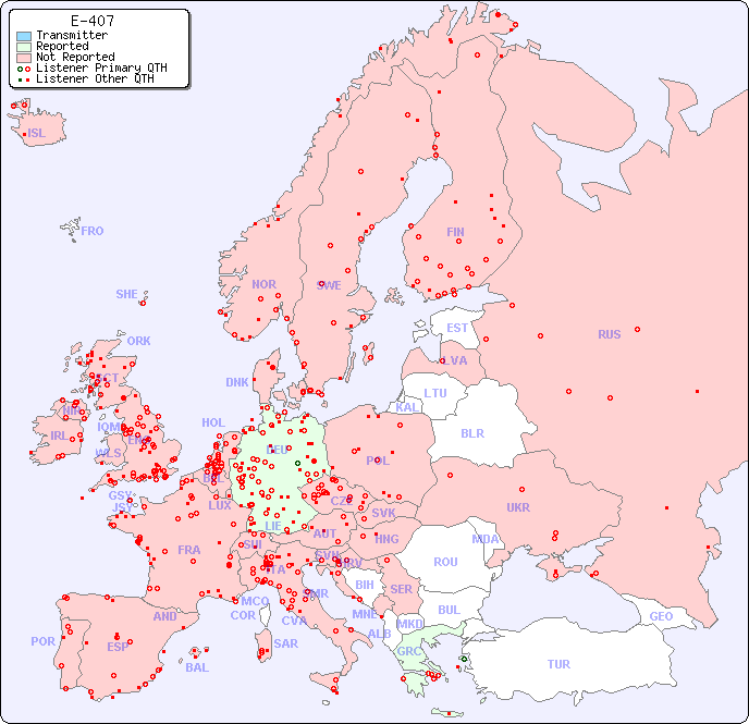 European Reception Map for E-407