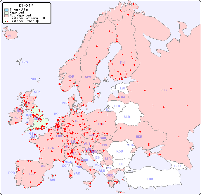 European Reception Map for KT-312