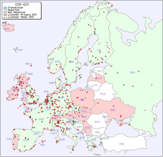 European Reception Map for KDR-429