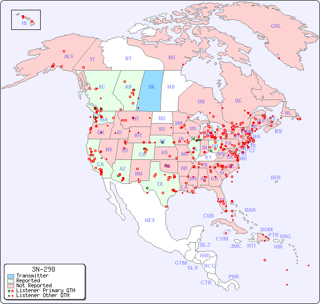 North American Reception Map for 3N-298