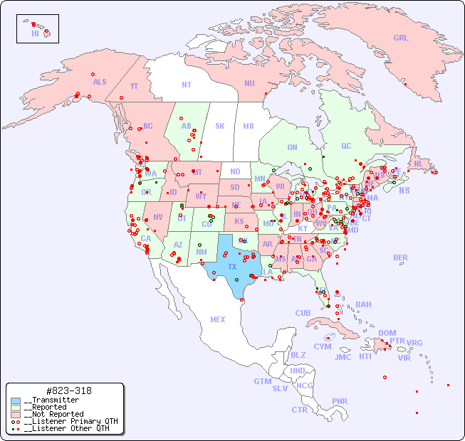 __North American Reception Map for #823-318