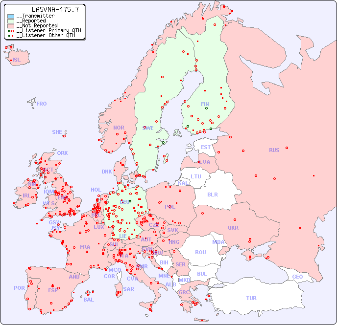 __European Reception Map for LA5VNA-475.7