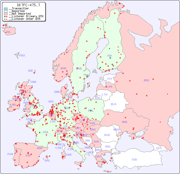__European Reception Map for DK7FC-475.7