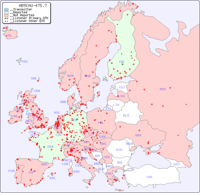 __European Reception Map for HB9CAU-475.7