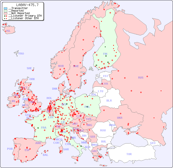 __European Reception Map for LA8AV-475.7