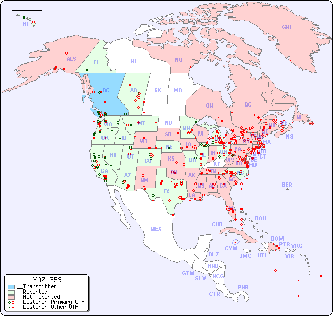 __North American Reception Map for YAZ-359