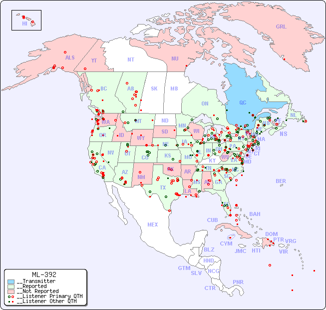 __North American Reception Map for ML-392