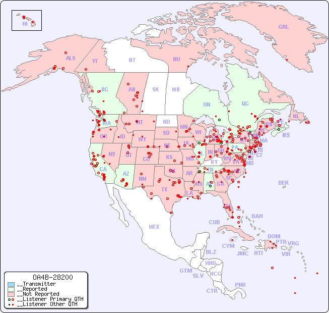 __North American Reception Map for OA4B-28200