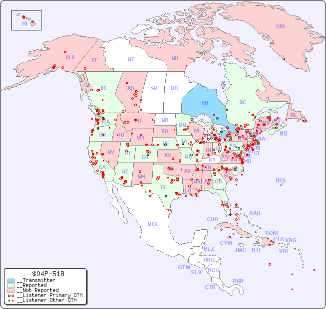 __North American Reception Map for $04P-518