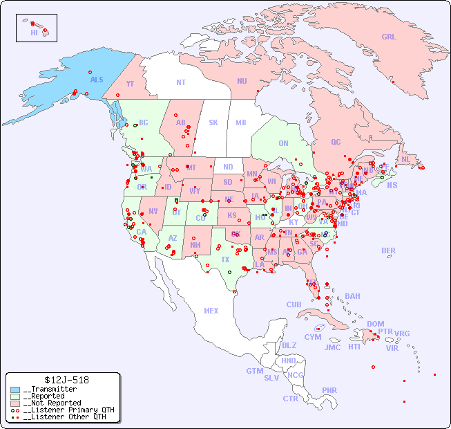 __North American Reception Map for $12J-518