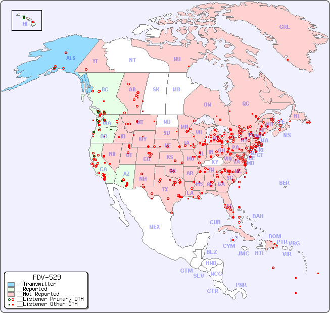 __North American Reception Map for FDV-529