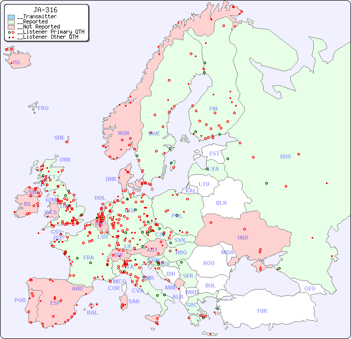 __European Reception Map for JA-316