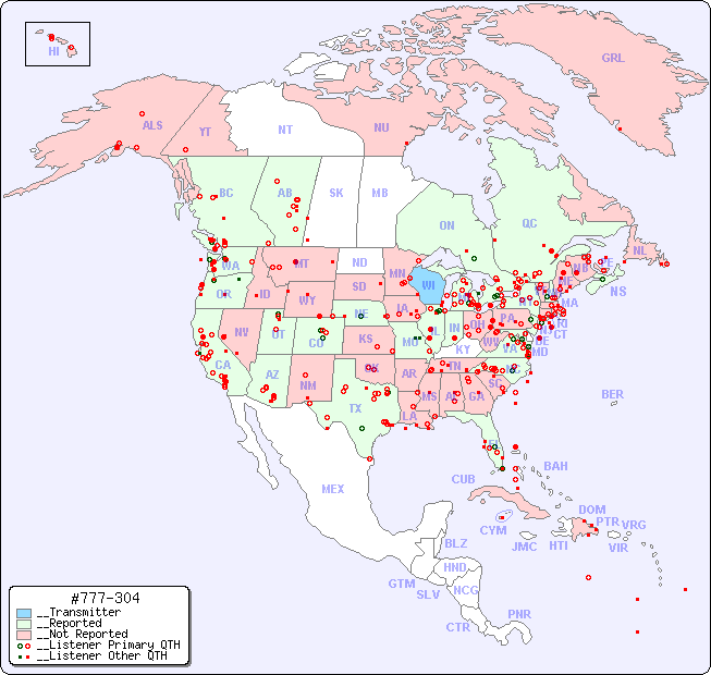 __North American Reception Map for #777-304