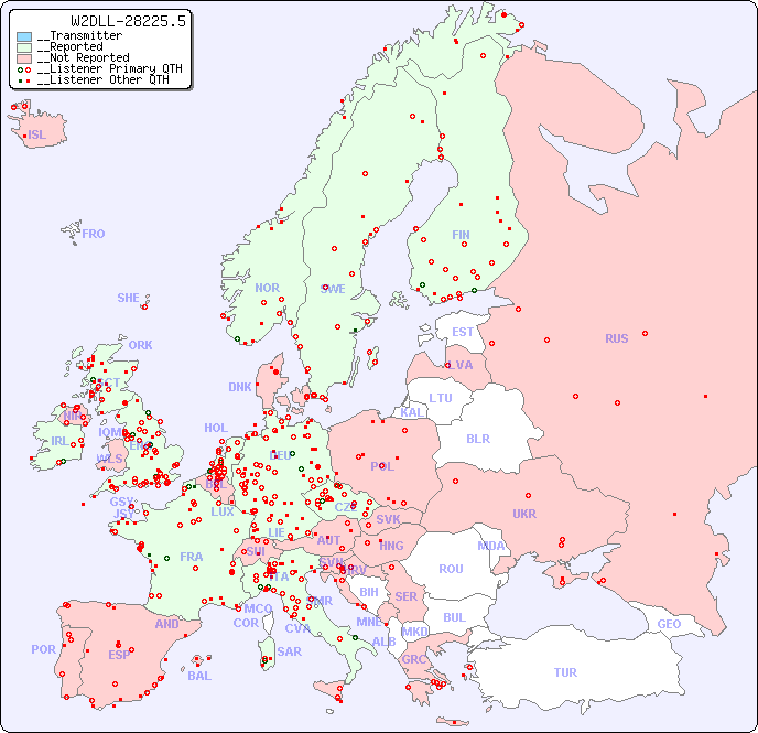 __European Reception Map for W2DLL-28225.5