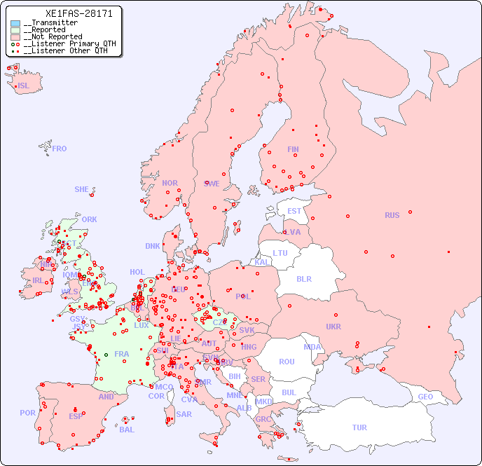 __European Reception Map for XE1FAS-28171