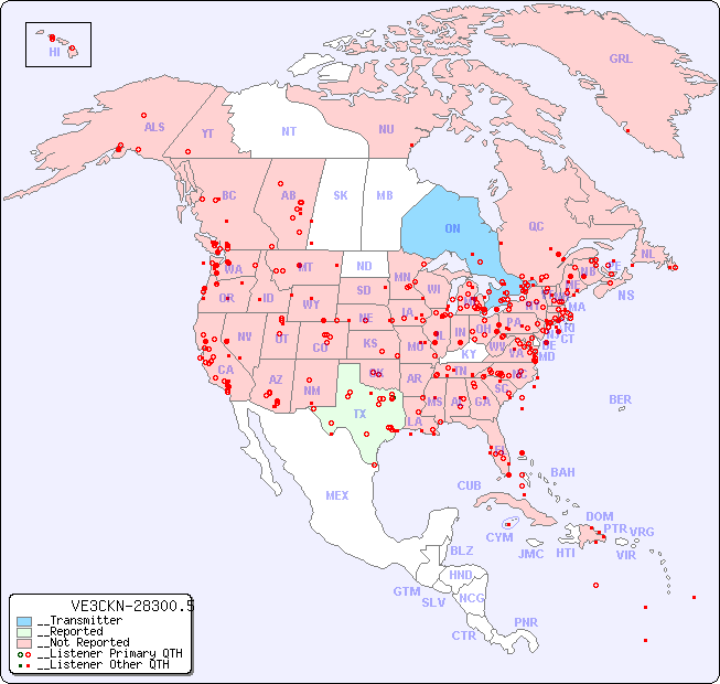 __North American Reception Map for VE3CKN-28300.5