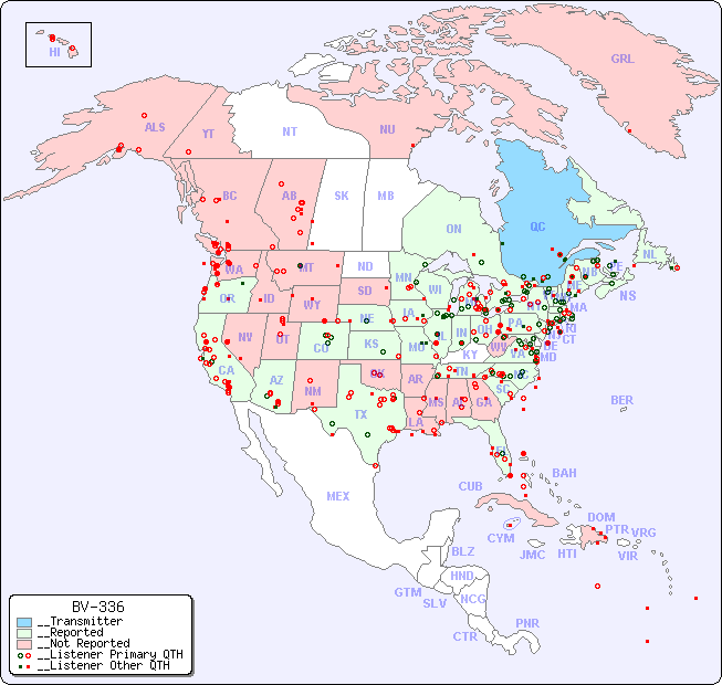__North American Reception Map for BV-336